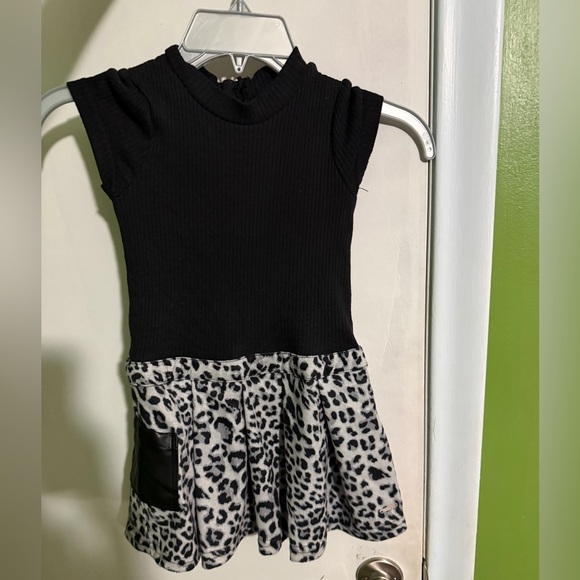 Black and Leopard Print Dress - Picture 1 of 4
